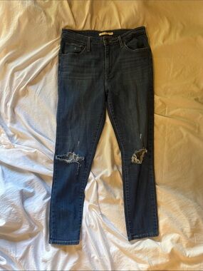 Levi's Dark Blue Distressed Skinny Jeans